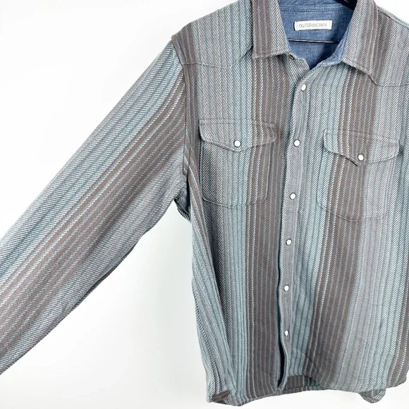 OUTERKNOWN LONG SLEEVE BUTTON UP STRIPED SHIRT - Picture 4 of 9